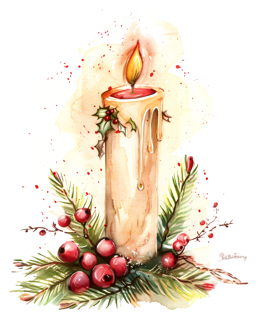 Brennende weiße Weihnachtskerze