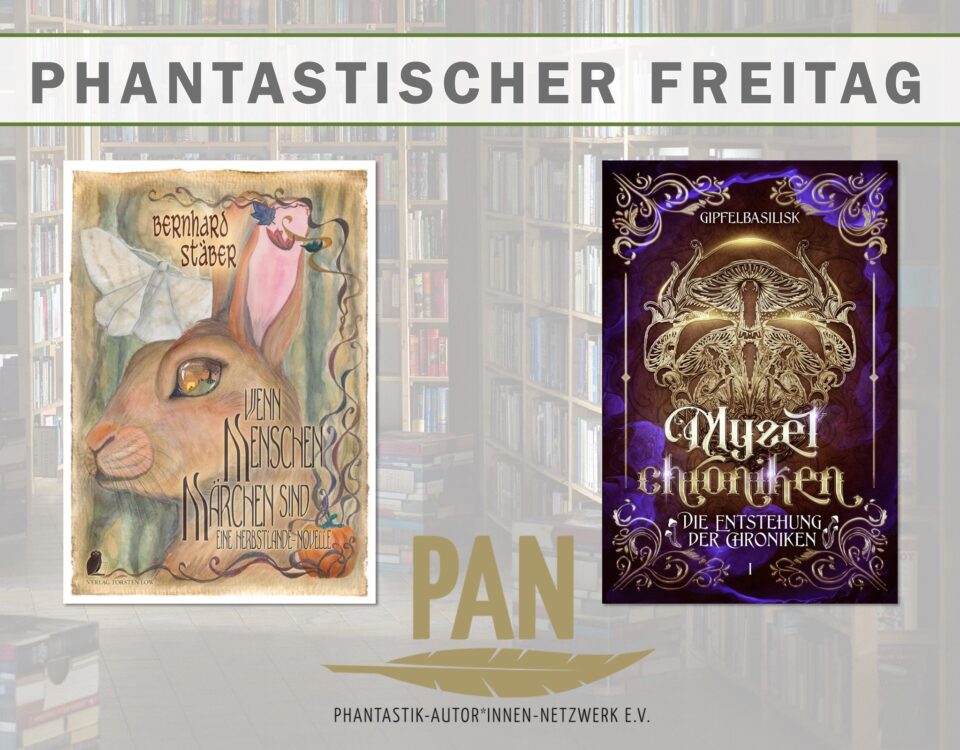 Buchcover von "Wenn Menschen Märchen sind" und "Die Myzelchroniken"