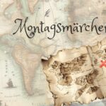 antike Landkarte mit rotem, x-förmigen Kreuz