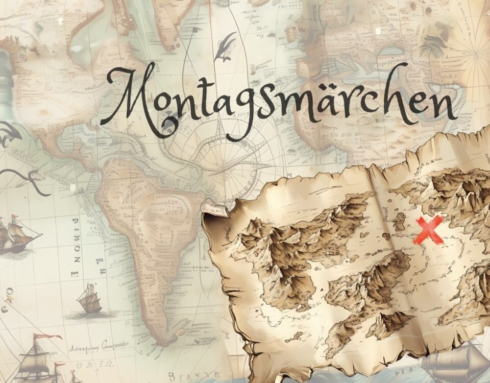 antike Landkarte mit rotem, x-förmigen Kreuz