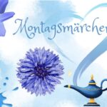 Blaue Blüten, ein blauer Klecks sowie eine blaue Wunderlampe sind vor blau-changierendem Hintergrund abgebildet.