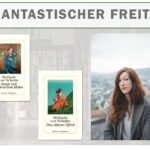 Cover von "Junge mit Schwarzem Hahn" und "Das dünne Pferd" (beide Diogenes) sowie Porträt von Stefanie vor Schulte (Foto: Gene Glover /© Diogenes Verlag)